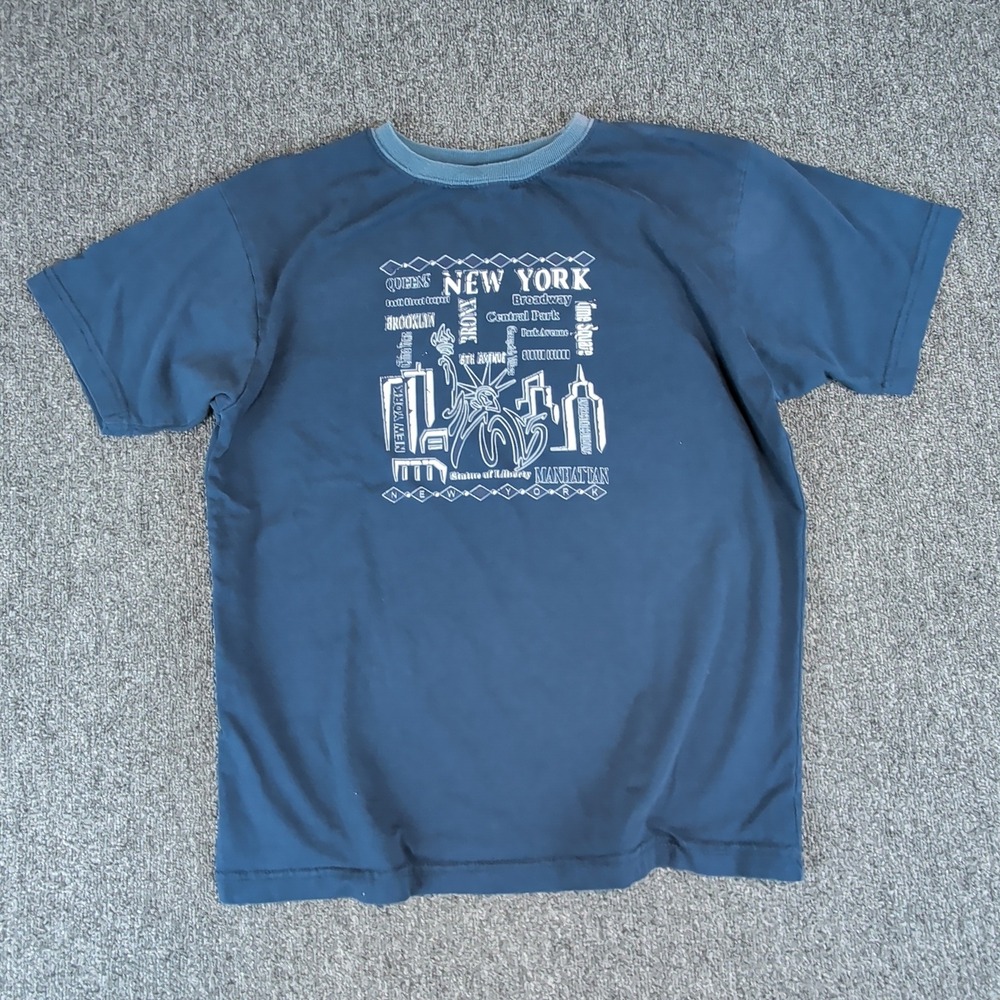 Koka One Y2K New York City Graphic T-Shirt Mens XL Blue Souvenir Streetwear Tee — photo 2